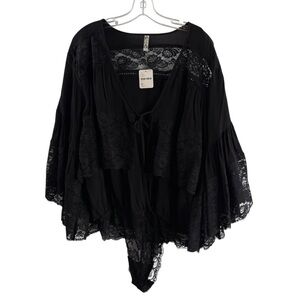 INTIMATELY FREE PEOPLE SIZE MEDIUM BLACK LONG SLEEVE BODYSUIT NWT $168